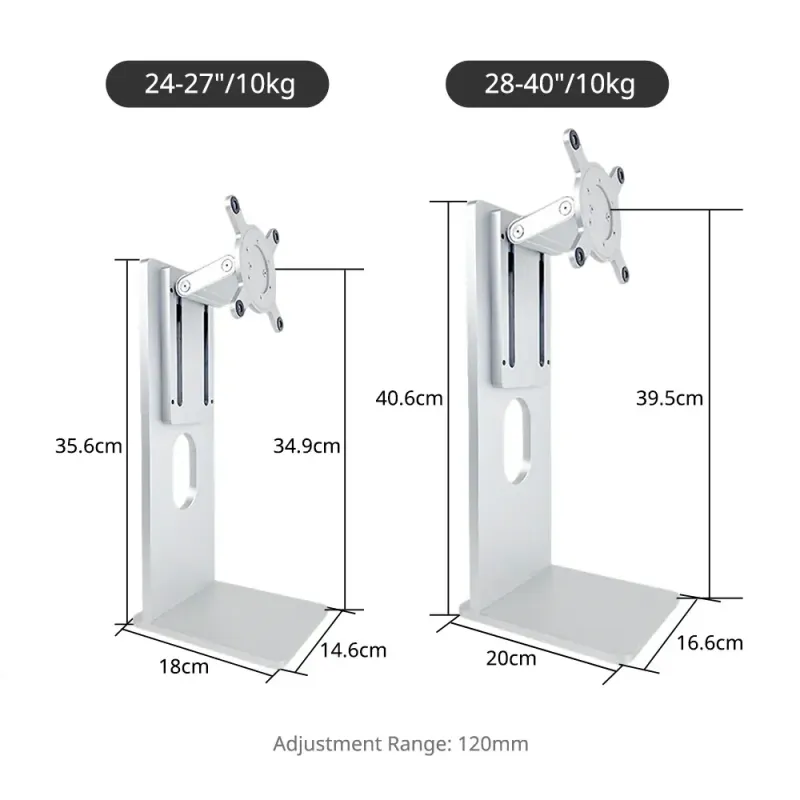 Kuycon universel VESA-fod – justerbar base til 24"–40", VESA 100×100