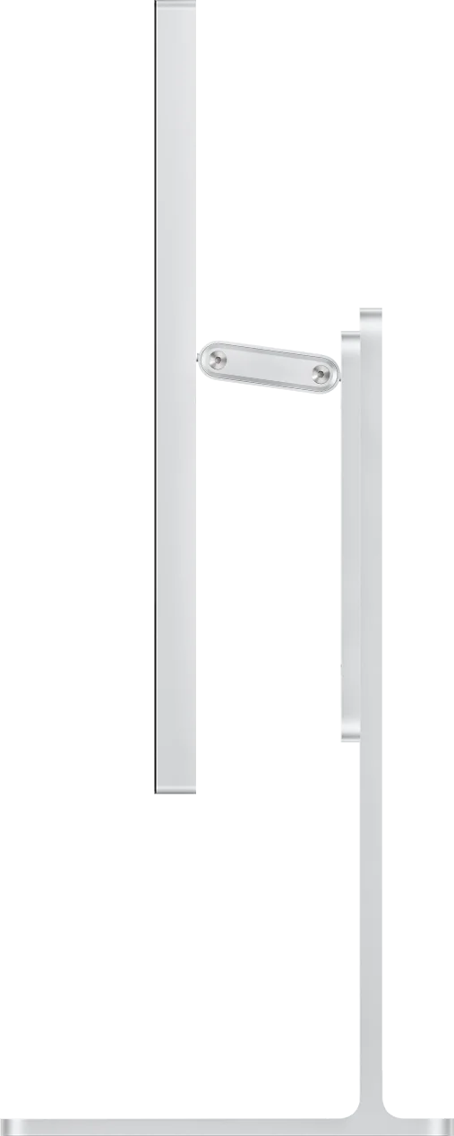 Écran Kuycon G32P vu de profil sur le pied réglable argenté