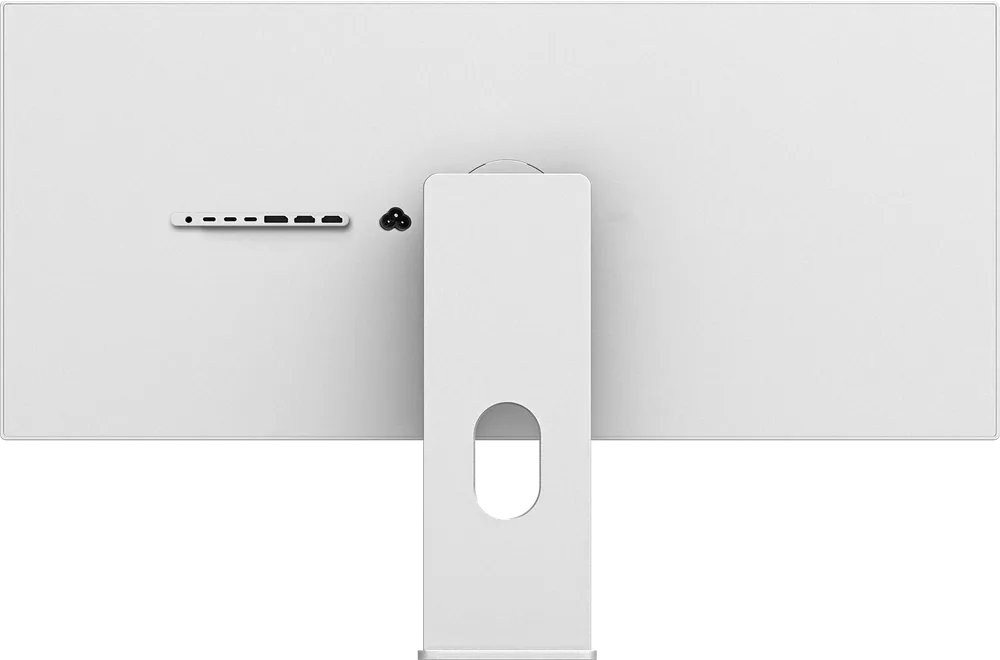 Dos simple du Kuycon W34KB : panneau en aluminium plein, rangée de connecteurs et pied central